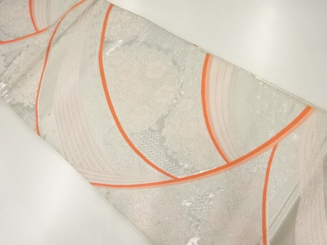 アンティーク　流水に花模様織出し袋帯（材料）